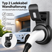 Typ 2 Ladekabel Wandhalterung mit Steckerhalter & Kabelhaken | e-car-shop.ch