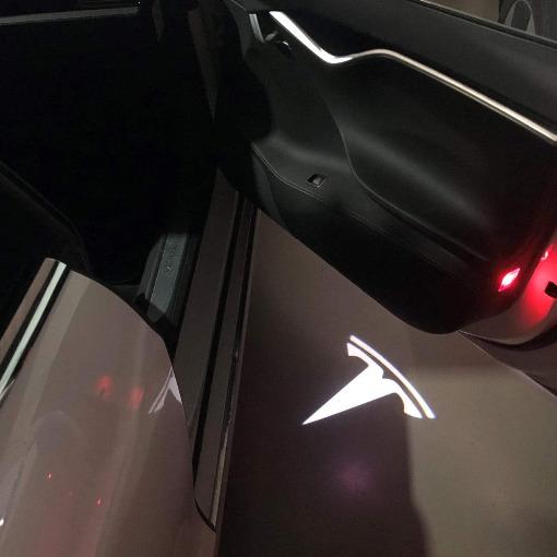 2 Stück Autotür Lichter, Tesla Autotür Led Projektor Lampe, Auto Tür  Begrüßungslogo Projektor Lichter mit hd automatische universelle drahtlose  Lichter