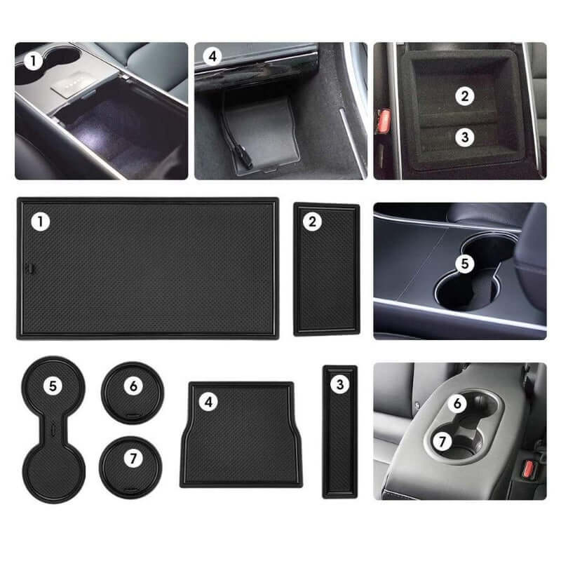 7 - teiliges Matten - Set Tesla Model 3 bis 2020 | e - car - shop.ch