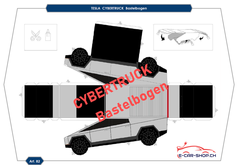 Tesla Cybertruck Bastelbogen | e-car-shop.ch