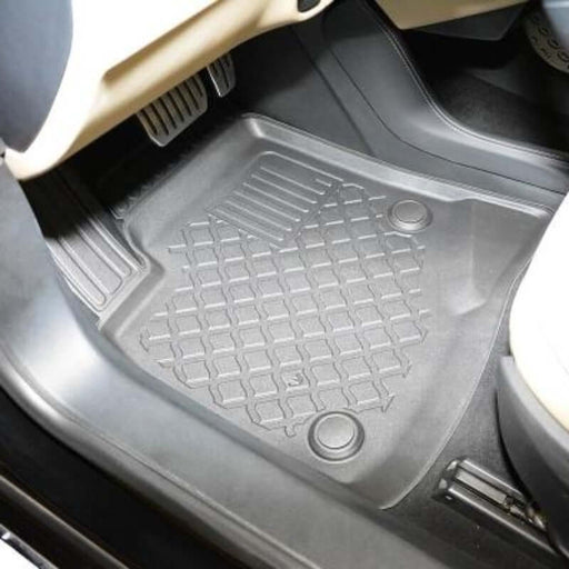 Black 3D all-weather floor mat for Tesla Model S 2021, showcasing perfect fit and durability against dirt and moisture.