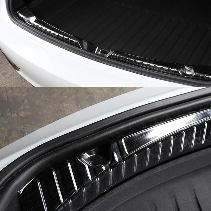 DaSeis Auto Heckstoßstangenschutz für Tesla Model 3 Anti-Kratz  Kofferraumkante Ladekantenschutz Hintere Stoßstange Fußplatte Deko  Aufkleber Styling Zubehör: : Auto & Motorrad