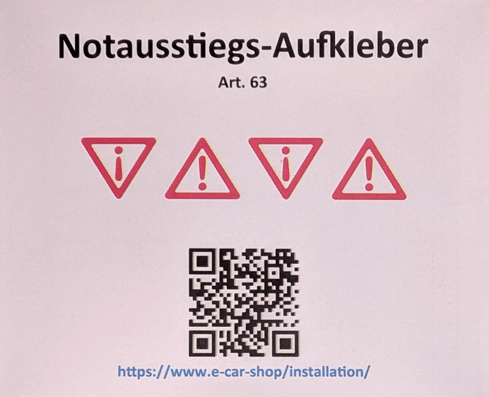 Notausstiegs - Aufkleber Tesla Model 3 | e - car - shop.ch