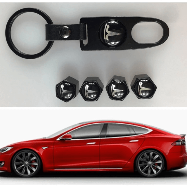 Tesla Ventilkappen mit Anhänger | e - car - shop.ch